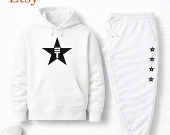 Théard Star Hoodie & Jogger Set – All-White Luxury Streetwear Tracksuit (Unisex)