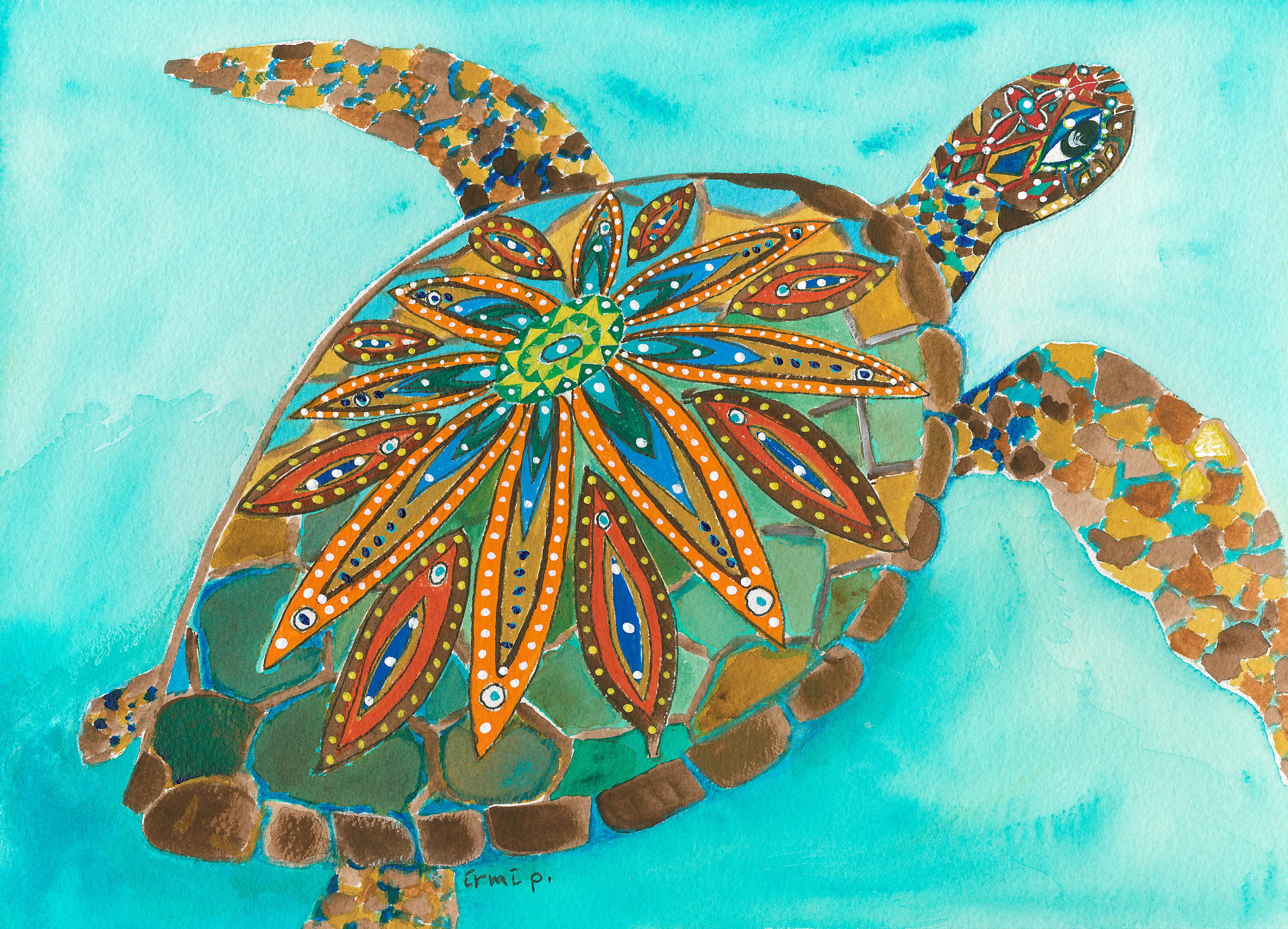 Fire Turtle - Original Painting on Canvas — SA Art & Design