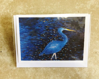 Set of 2 Greeting Cards Handmade Cards Bird Cards Note Cards Blue Heron Cards Heron Cards Birthday Cards Note Card Get Well Card