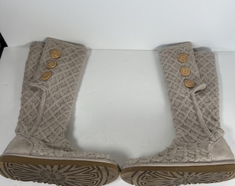 Women’s Ugg Australia Lattice Cardy Tall 3 Button Knit Boots size 8