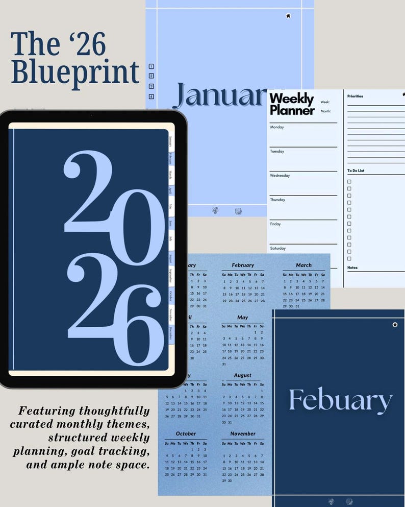 2026 Digital Planner – the ’26 Blueprint | Minimal Weekly Planner, Goal ...