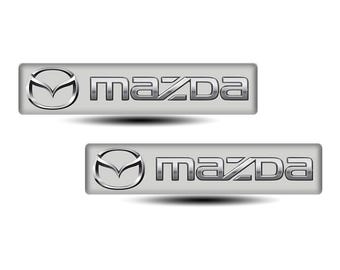 Self-adhesive Mazda Tape Silicone Logo Stickers – 2-Piece Set | Premium Car Emblem Decals / Emblems Size Selection