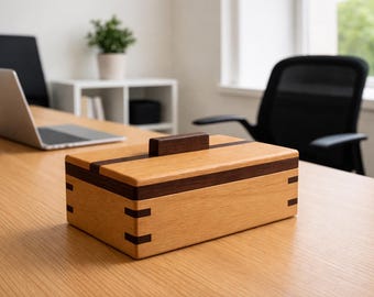 Wooden Keepsake Box - Handcrafted Memory Box in Black Oak & Cherry