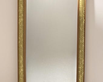 Vintage Gilded Vertical Wall Mirror, Hollywood Regency-Style Gold Frame