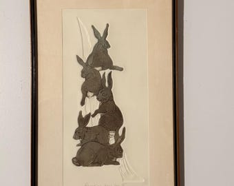 Nancy Nemec “Receding Hare Line III” Signed Intaglio & Relief Print, 1985, 111/350, Framed