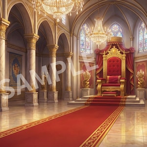 VTuber Castle Background: Throne Room, Ballroom, Princess Bedroom (4-Pack Digital Download)