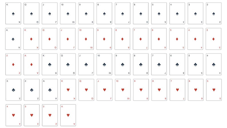 Minimalist Playing Cards Vector Asset Pack, Game UI (PNG Full Deck 52 ...