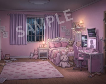 Pacote de Imagens Yandere Menhera: Fundos de Tela de Terror Psicológico para VTubers (Download Digital)