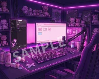 Yami Kawaii Gamer Room: Menhera VTuber Stream Background (Digital Download)