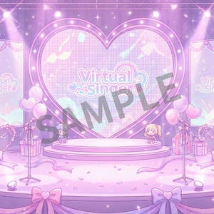 Pastel Idol Stage VTuber Backgrounds, Anime Concert Stream Overlay (8-Pack) (Digital Download)