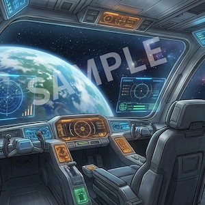 Fondos de VTuber de ciencia ficción: Nave espacial, Servidor, Hangar, Laboratorio (Descarga digital de 4)