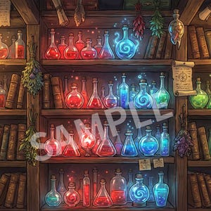 Sfondo Magic Shop VTuber: Alchimista, Cartomante, Strega (Download digitale da 4 pacchetti)