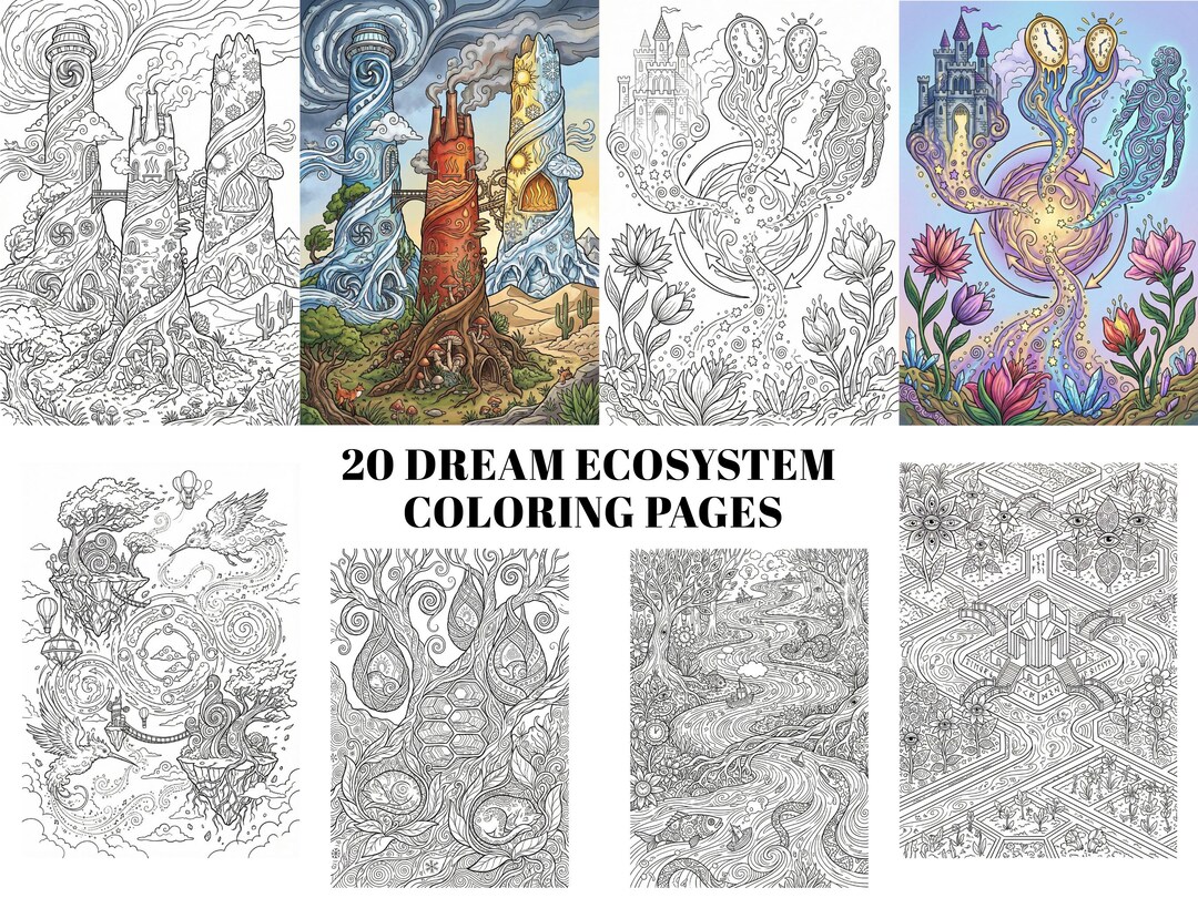 Ecosystem Colouring In 20 Dream Ecosystem Coloring Pages - Adult Coloring Book, Intricate Line ...