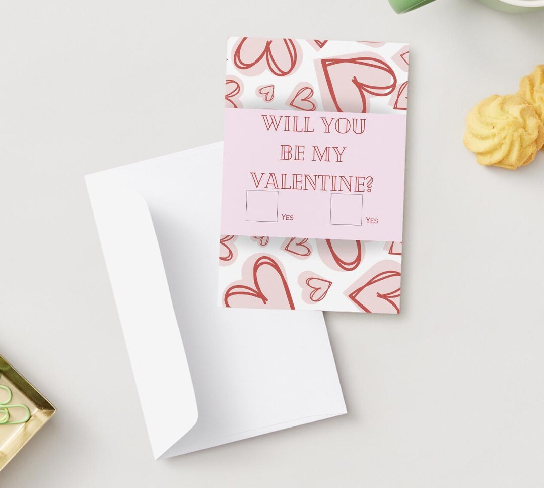Will You Be My Valentine Printable Card Pink & Red Valentine Poster