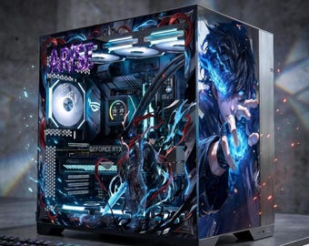 Solo Leveling PC Case Skin | Sung Jin-Woo Anime Gaming Pc Mod Decal RGB Build Aesthetic | Gaming Setup Decal | ATX Tower Computer Sticker