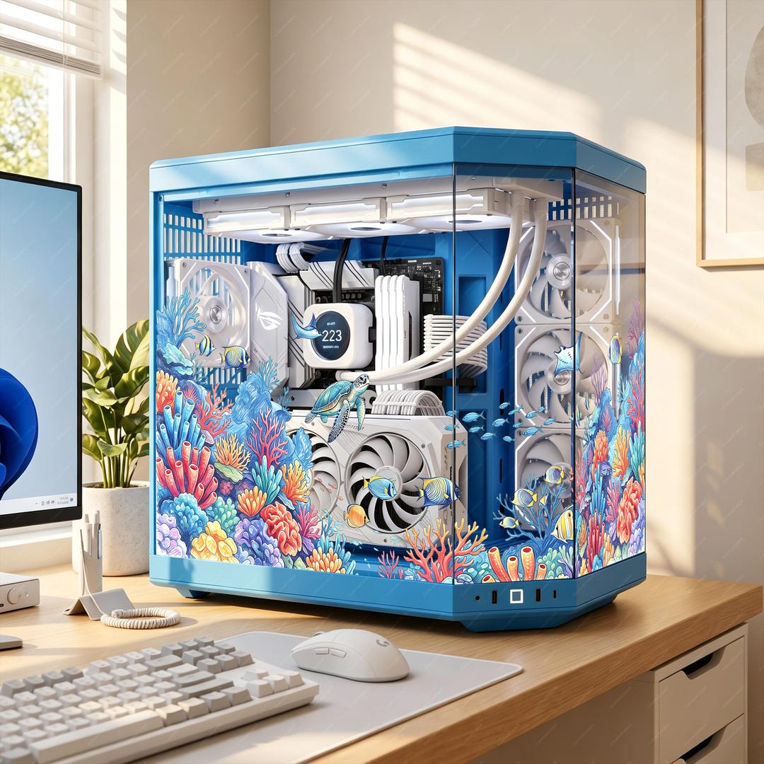 Ocean Aquarium PC Case Skin - Custom Fit for Any PC - Coral Reef & Sea ...