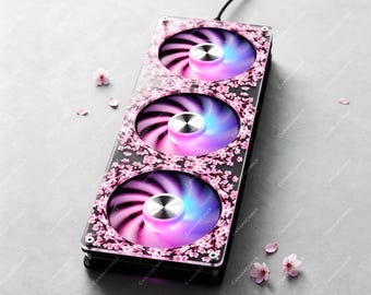 Sakura Cherry Blossom Transparent PC Fan Cover | 3mm Cast Acrylic Fan Grill Shroud | Anime Floral Gaming PC Mod | 120mm 240mm 360mm AIO