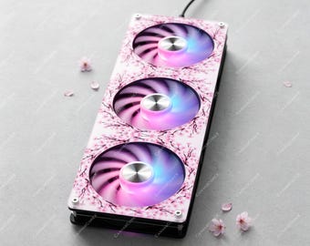 White Sakura Cherry Blossom PC Fan Cover | 3mm Cast Acrylic Fan Grill Shroud | Ethereal Anime Floral Gaming Battlestation Mod