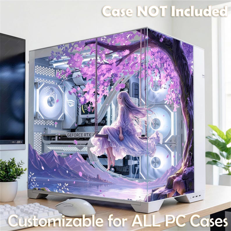 Ethereal Anime Girl PC Case Skin - Custom Fit for All PC - Purple ...