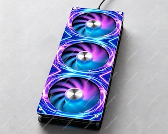 Cyberpunk Neon Wave PC Fan Cover | 3mm Cast Acrylic Fan Grill Shroud | Anime Futuristic Gaming PC Mod
