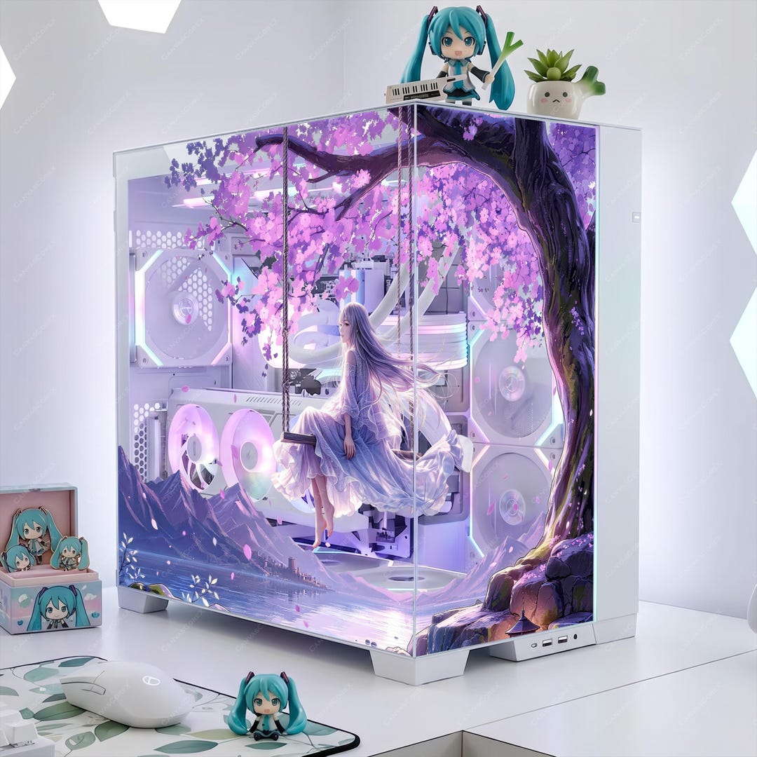 Pc Skin Ethereal Anime Girl PC Case Skin - Custom Fit for All PC - Purple ...