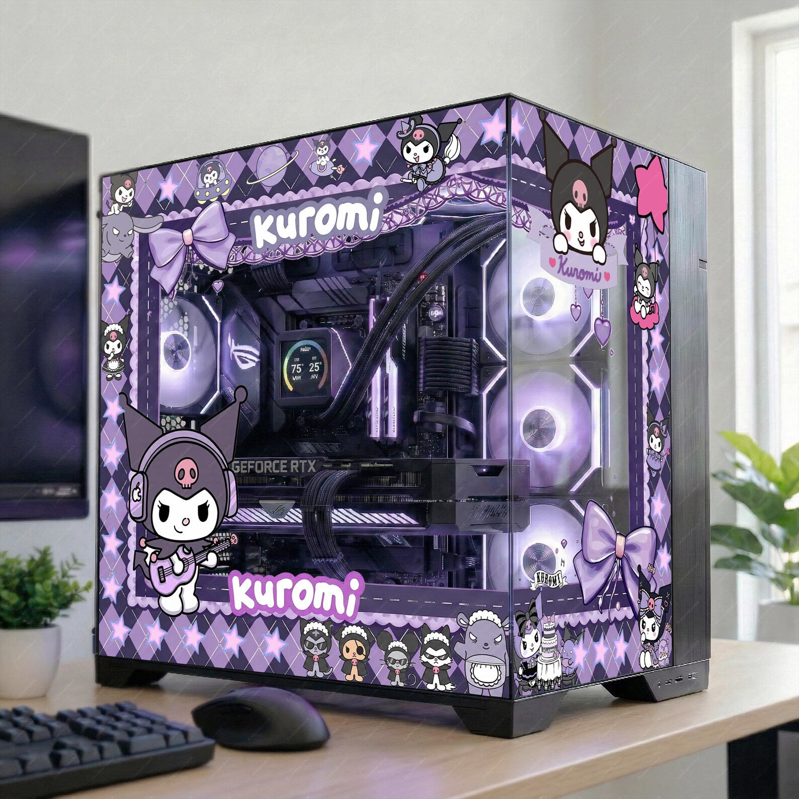 Wrapped Pc Example Goth Kawaii Bunny PC Case Skin - Custom Fit for Any PC - Purple Punk ...