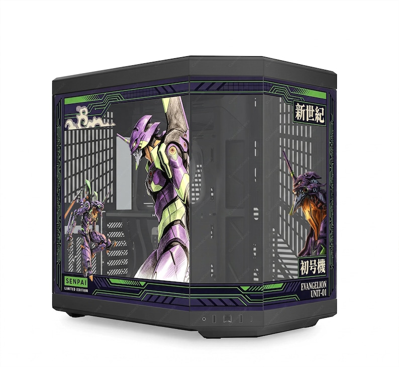 Retro Mecha Anime PC Case Wrap | Purple & Green Robot Computer Decal ...