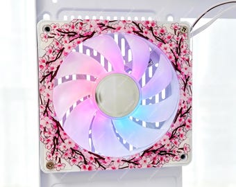Sakura Cherry Blossom Transparent PC Fan Cover | 3mm Cast Acrylic Fan Grill Shroud | Anime Floral Gaming PC Mod | 120mm 240mm 360mm AIO