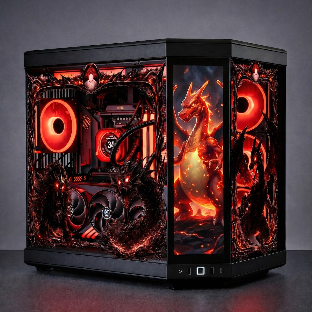 Fire Dragon PC Case Skin | Custom Size PC Case Wrap | Static Cling ...