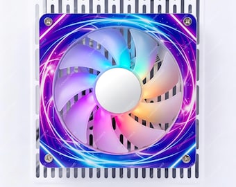 Cyberpunk Neon Wave PC Fan Cover | 3mm Cast Acrylic Fan Grill Shroud | Anime Futuristic Gaming PC Mod