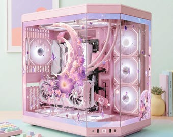 Celestial Moon & Purple Floral PC Case Skin - Magical Ethereal Static Cling Decal - Butterfly PC Decor - Reusable No-Residue Glass Wrap