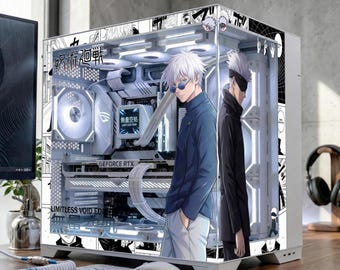 Satoru Gojo Anime PC Case Skin - Jujutsu Kaisen Manga Decal for PC - Limitless Void Gaming PC Decor - Reusable No-Residue Wrap