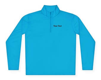 Benutzerdefinierter Text Minimal Brust Logo Viertel-Zip Pullover | Personalisierte Pullover
