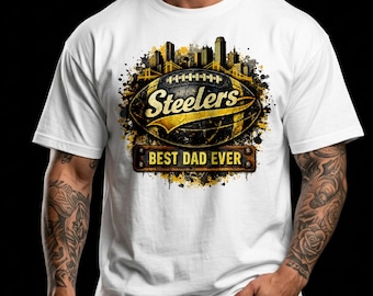 Pittsburgh American Football Team Best Dad Ever Shirt PNG Graphic, Vintage Skyline Pittsburgh  Father's Day Gift PNG (Digital Download)