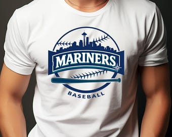 Imagen PNG del horizonte de Seattle del equipo de béisbol, diseño de camiseta de béisbol vintage, diseño de camiseta para aficionados al béisbol, imágenes prediseñadas (descarga digital).