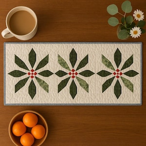 Pineleaf Symphony-quiltpatroon: eenvoudige doe-het-zelf-pdf-download (25 x 67 inch)