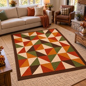 Herbstliches Windrad-Ernte-Quiltmuster, Halbquadrat-Dreieck-Patchwork (PDF-Download)