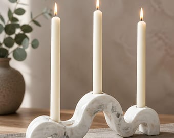 Handmade Aura Wave Candelabra | Sculptural Taper Candle Holder, Modern Home Decor | Luxury Centerpiece