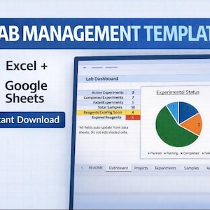 Lab Management Template / Excel + Google Sheets / Inventory, Scheduling, & Lab Planner