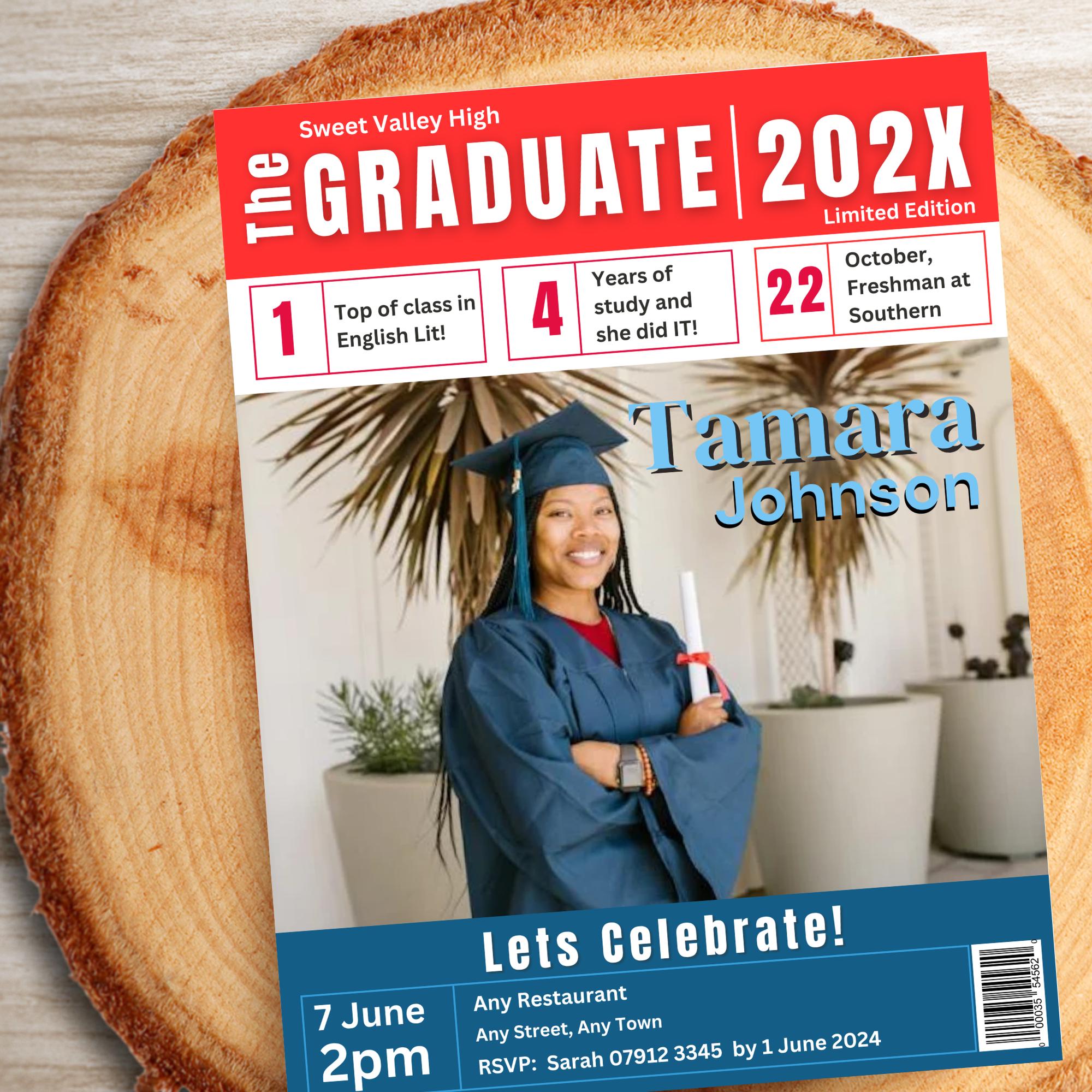 Graduation Lettering Magazine Graduation Magazine Template | Graduation Announcement - Etsy Australia