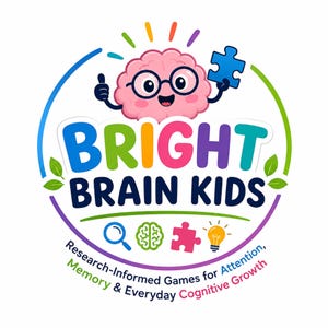 Bright Brain Kids Workbook | Printable Focus Memory Games | Sharper Thinking ADHD-Friendly Ages 3-12