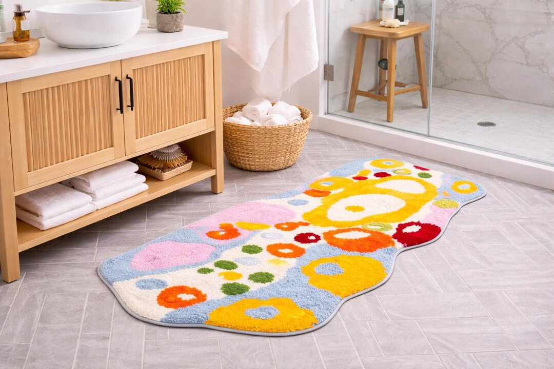 Cartoon Flower Rug, Abstract Colorful Design, Non-slip, Machine ...