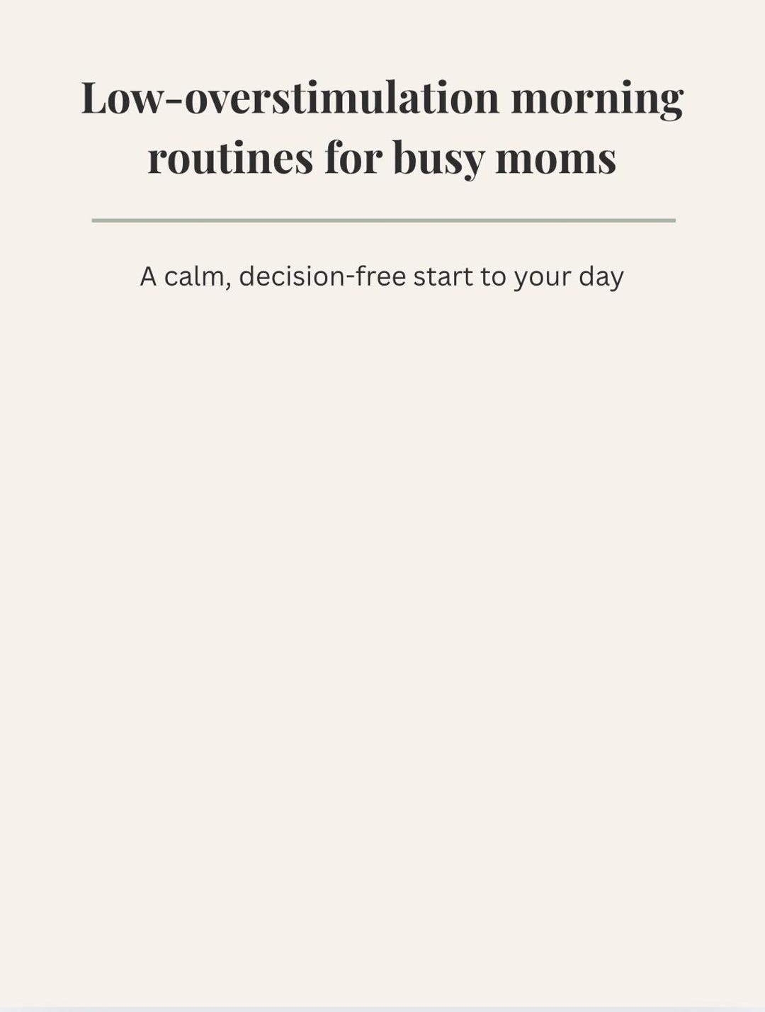 Low Key Weekend Routine Low Overstimulation Morning Routine for Busy Moms | Calm Morning ...