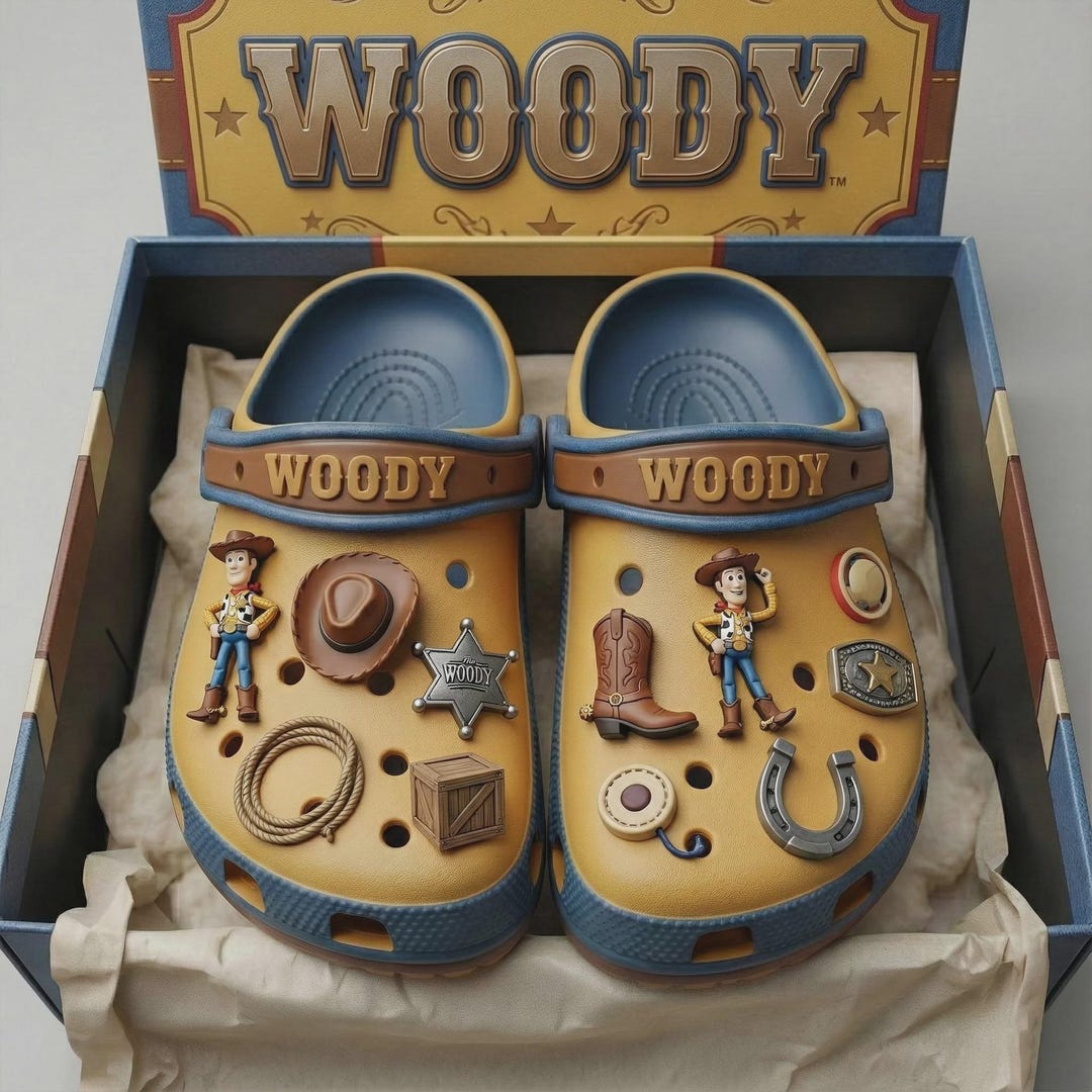 Woody Cowboy Inspired Clogs, Yellow Brown Western Style Sandals, Toy ...