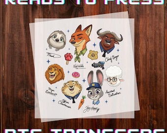 Zootopia Characters and Signs Ready to Press DTF Transfer, Iron-on