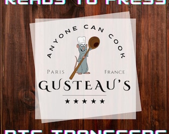Ratatouille Anyone Can Cook Ready to Press DTF, Remy Chef Heat Transfers, Iron-on