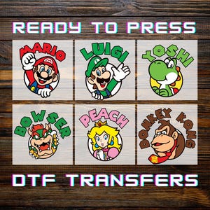 Mario Bros Matching Group DTFs, Family Party Ready to Press Transfers, Iron-on