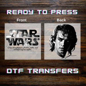 Anakin Skywalker Star Wars 2-sided Ready to Press DTF Transfers, Iron-on