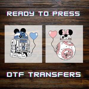 R2D2 BB8 Star Wars Valentines Day DTFs, Honeymoon Ready to Press DTF Transfer, Iron-on