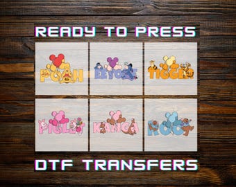 Winnie The Pooh Matching Group DTFs, Ready to Press Transfers, Iron-on
